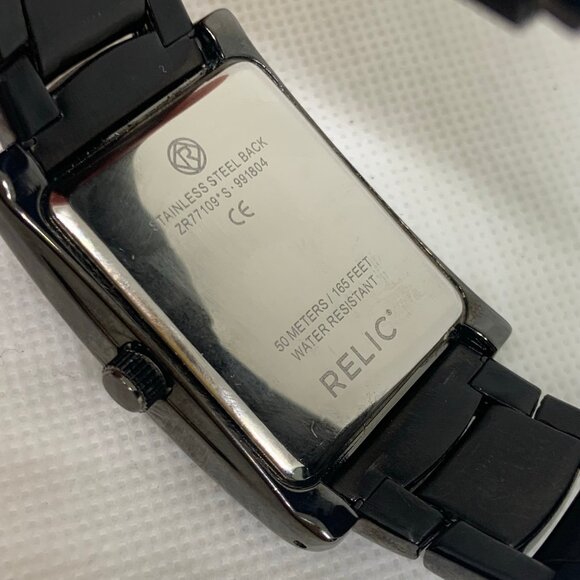 Relic men black tone watch date 50MWR 31mm rectangle case Quartz 8” running - Picture 4 of 8